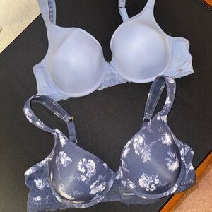 Lucky Brand Light Blue and Floral Bra Set